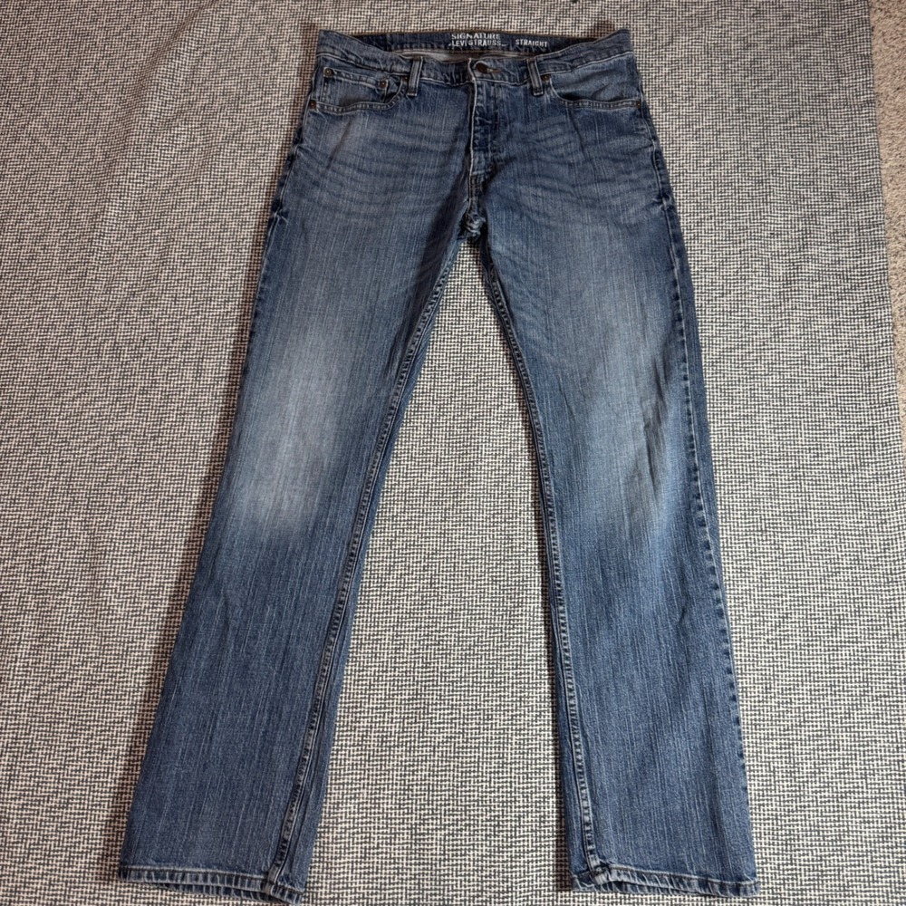 Signature by Levi Strauss & Co Mens Straight Fit Blue Jeans 36x34 Medium Wash